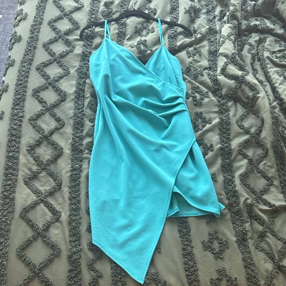 Emerald Sundae Asymmetrical Teal Dress